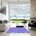 Square Patterned Sky Blue Rug in a Living Room, pat1000pur