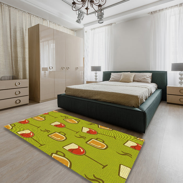 Patterned Dark Golden Brown Rug in a Bedroom, pat1000yw