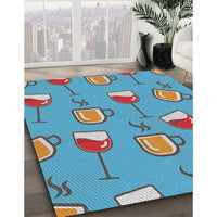 Patterned Blue Novelty Rug, pat1000