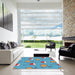 Square Patterned Blue Novelty Rug in a Living Room, pat1000