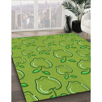 Patterned Dark Lime Green Rug, pat1001grn