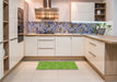 Patterned Dark Lime Green Rug in a Kitchen, pat1001grn