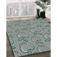 Patterned Blue Green Rug, pat1001lblu