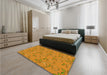 Patterned Dark Orange Rug in a Bedroom, pat1001yw