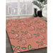 Machine Washable Transitional Tangerine Pink Rug in a Family Room, wshpat1001