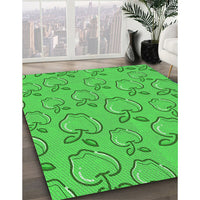 Patterned Lime Green Rug, pat1002grn