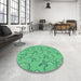 Round Patterned Lime Mint Green Rug in a Office, pat1002lblu