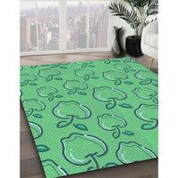 Patterned Lime Mint Green Rug, pat1002lblu