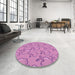 Round Patterned Violet Purple Rug in a Office, pat1002pur