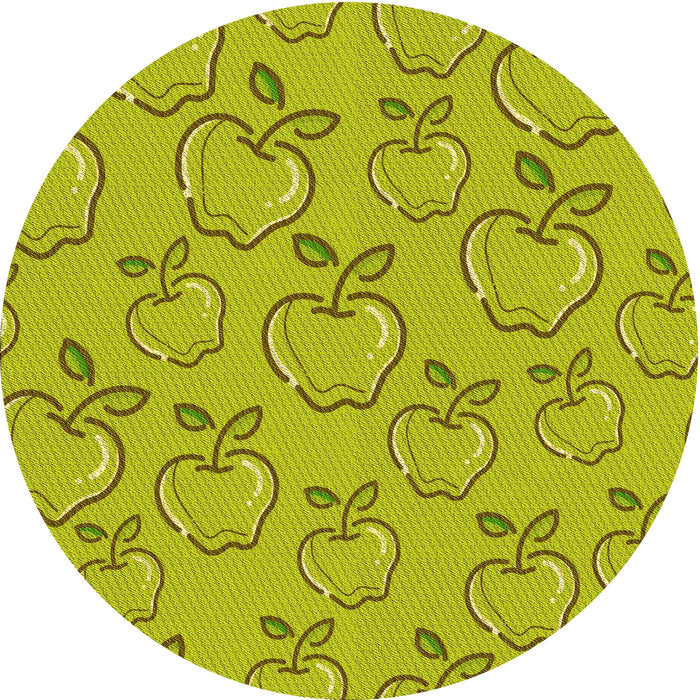 Square Patterned Dark Yellow Green Rug, pat1002yw