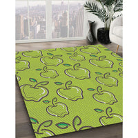 Patterned Olive Green Novelty Rug, pat1002