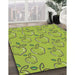 Patterned Olive Green Novelty Rug in Family Room, pat1002