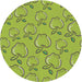 Sideview of Patterned Olive Green Novelty Rug, pat1002