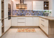 Patterned Neon Orange Rug in a Kitchen, pat1003org