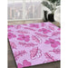 Machine Washable Transitional Blossom Pink Rug in a Family Room, wshpat1003pur