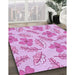 Patterned Blossom Pink Rug in Family Room, pat1003pur