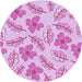 Square Patterned Blossom Pink Rug, pat1003pur