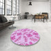 Machine Washable Transitional Blossom Pink Rug in a Washing Machine, wshpat1003pur