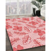 Patterned Red Rug in Family Room, pat1003rd