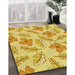 Machine Washable Transitional Bold Yellow Rug in a Family Room, wshpat1003yw