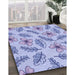 Patterned Medium Slate Blue Rug in Family Room, pat1004blu