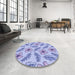 Round Patterned Medium Slate Blue Rug in a Office, pat1004blu