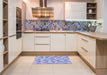 Patterned Medium Slate Blue Rug in a Kitchen, pat1004blu