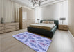 Patterned Medium Slate Blue Rug in a Bedroom, pat1004blu