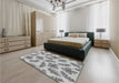 Patterned Platinum Silver Gray Rug in a Bedroom, pat1004gry