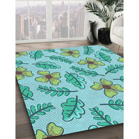 Patterned Seafoam Green Rug, pat1004lblu