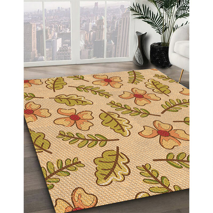 Patterned Chrome Gold Yellow Rug in Family Room, pat1004org