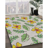 Patterned Brown Green Novelty Rug, pat1004