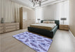 Patterned Slate Blue Rug in a Bedroom, pat1005blu