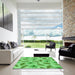 Machine Washable Transitional Green Rug in a Kitchen, wshpat1005grn