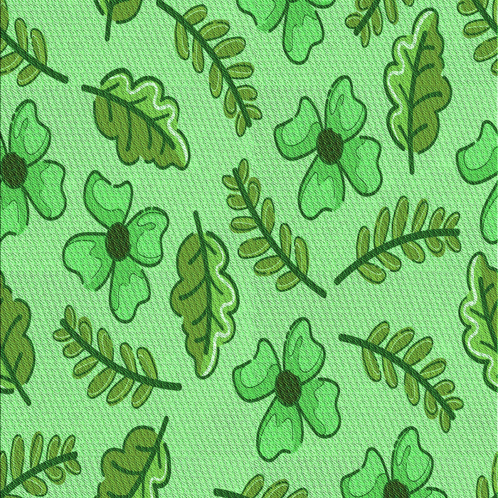 Machine Washable Transitional Green Rug, wshpat1005grn