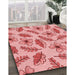 Patterned Pastel Pink Rug in Family Room, pat1005rd