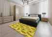 Patterned Golden Yellow Rug in a Bedroom, pat1005yw