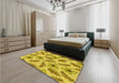 Round Machine Washable Transitional Golden Yellow Rug in a Office, wshpat1005yw