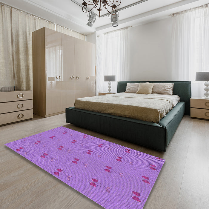 Patterned Purple Rug in a Bedroom, pat1006pur