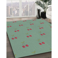 Patterned Blue Green Novelty Rug, pat1006