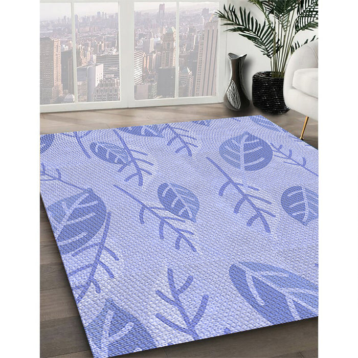 Patterned Sky Blue Rug in Family Room, pat1007blu