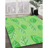 Patterned Emerald Green Rug, pat1007grn