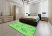 Patterned Emerald Green Rug in a Bedroom, pat1007grn