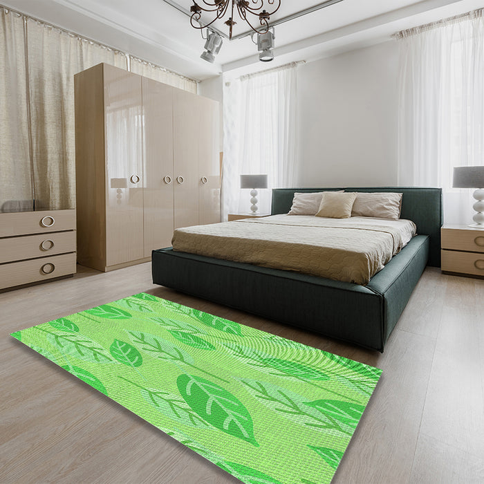 Round Machine Washable Transitional Emerald Green Rug in a Office, wshpat1007grn