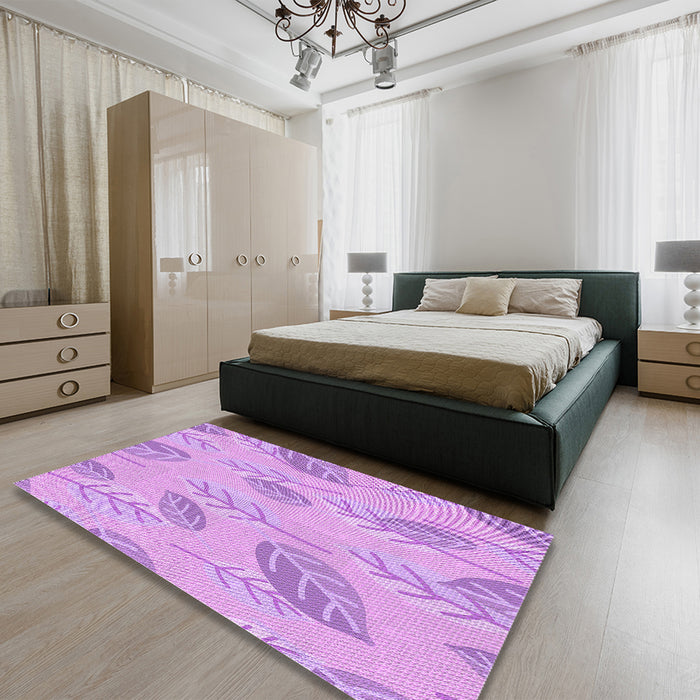 Round Machine Washable Transitional Purple Rug in a Office, wshpat1007pur