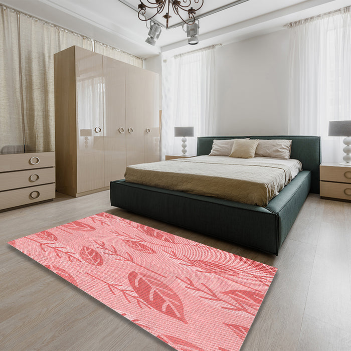 Round Machine Washable Transitional Pastel Pink Rug in a Office, wshpat1007rd