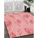 Patterned Pastel Pink Rug in Family Room, pat1007rd