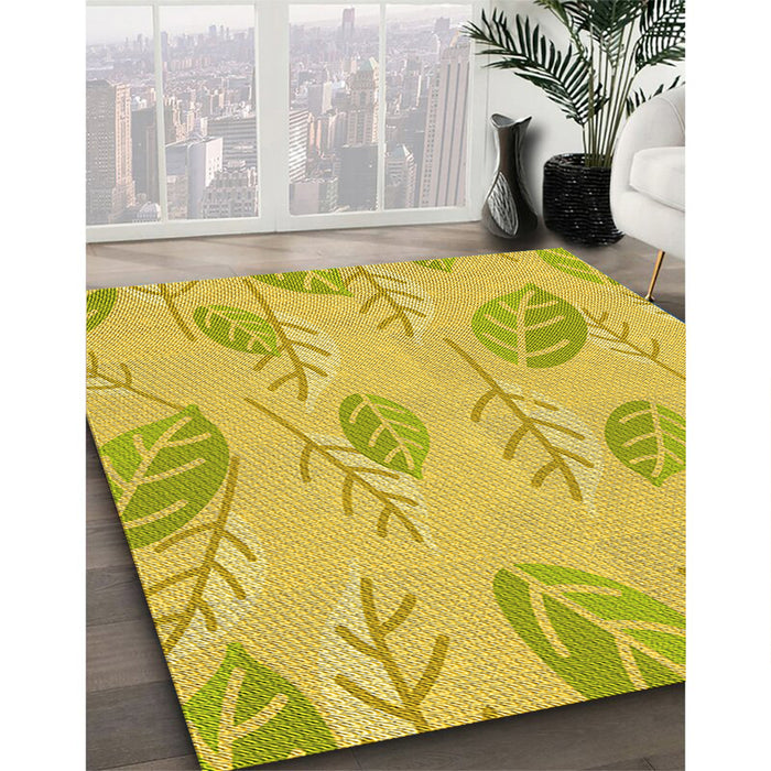 Machine Washable Transitional Yellow Rug in a Family Room, wshpat1007yw