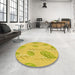 Machine Washable Transitional Yellow Rug in a Washing Machine, wshpat1007yw