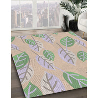 Patterned Khaki Green Novelty Rug, pat1007